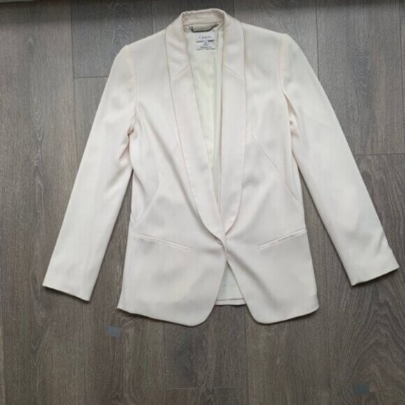 Aritzia Babaton Blazer Structured Jacket Single Button Shoulder pads Ivory 0 - Picture 6 of 16